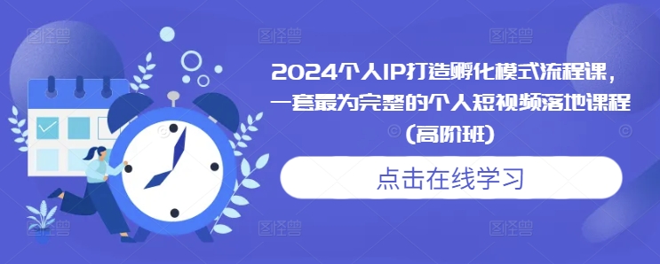 2024个人IP打造孵化模式流程课，一套最为完整的个人短视频落地课程(高阶班)-91学习网