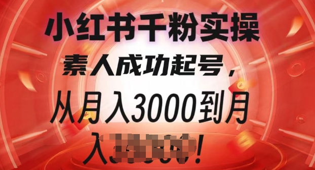 小红书千粉实操课，素人成功起号，从月入3000到月入过W-91学习网