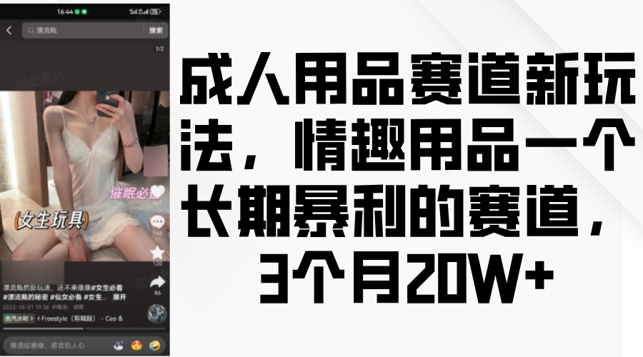 成人用品赛道新玩法，情趣用品一个长期暴利的赛道，3个月20W+-91学习网