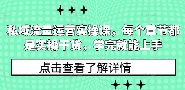 私域流量运营实操课，每个章节都是实操干货，学完就能上手-91学习网