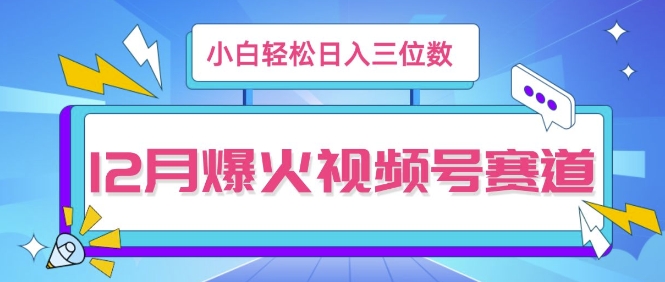 12月视频号爆火赛道，小白无脑操作，也可以轻松日入三位数-91学习网