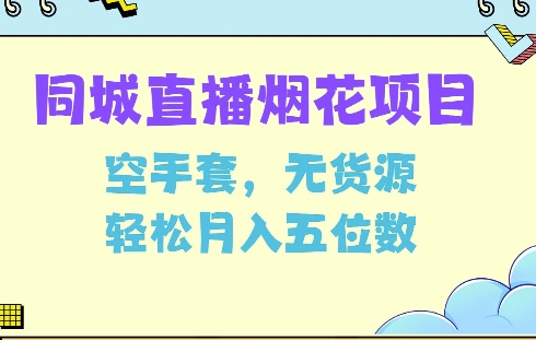 同城烟花项目，空手套，无货源，轻松月入5位数【揭秘】-91学习网