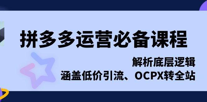 拼多多运营必备课程，解析底层逻辑，涵盖低价引流、OCPX转全站-91学习网