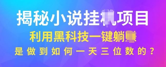 揭秘小说项目，利用黑科技一键躺Z模式，是如何做到一天三位数的-91学习网