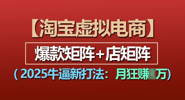 淘宝虚拟电商，2025牛逼新打法：爆款矩阵+店矩阵，月入过万-91学习网