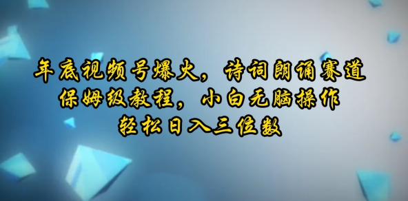 年底视频号爆火，诗词朗诵赛道，保姆级教程，小白无脑操作-91学习网