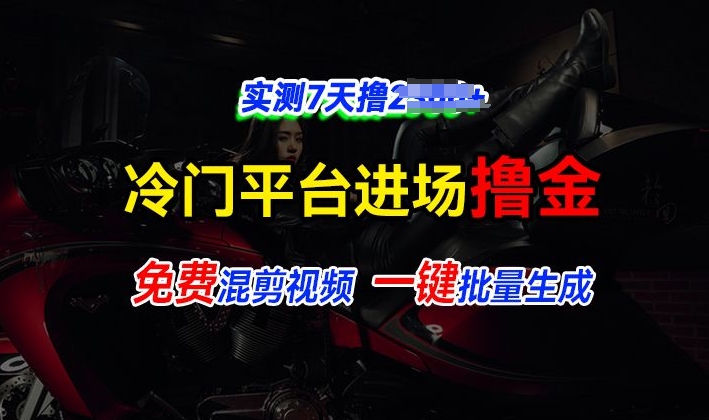 全新冷门平台视频，快速免费进场搞米，通过混剪视频一键批量生成，实测7天撸上千-91学习网