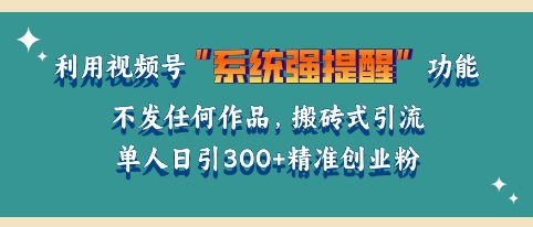 利用微信视频号系统提醒功能，引流精准创业粉，无需发布任何作品，单人单日引流300+创业粉-91学习网