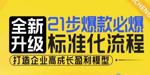 21步爆款必爆标准化流程，全新升级，打造企业高成长盈利模型-91学习网