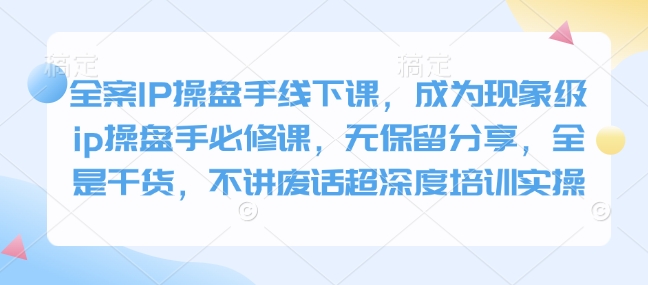 全案IP操盘手线下课，成为现象级ip操盘手必修课，无保留分享，全是干货，不讲废话超深度培训实操-91学习网