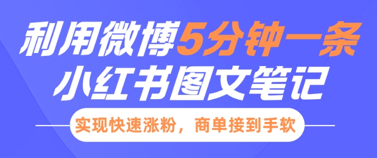 小红书利用微博5分钟一条图文笔记，实现快速涨粉，商单接到手软-91学习网