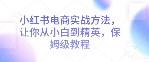 小红书电商实战方法，让你从小白到精英，保姆级教程-91学习网