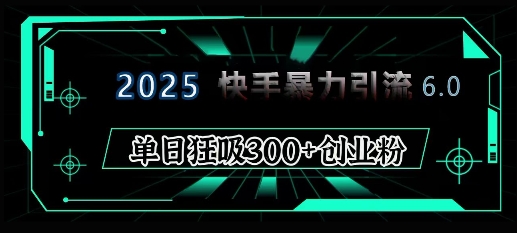 2025年快手6.0保姆级教程震撼来袭，单日狂吸300+精准创业粉-91学习网