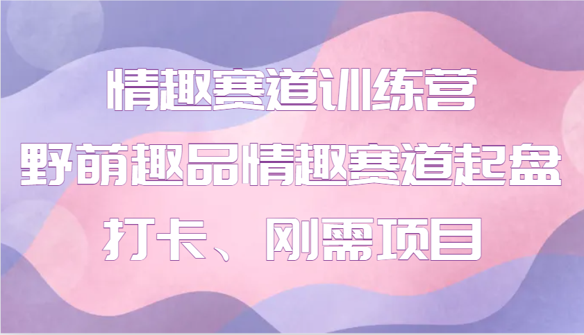 情趣赛道训练营 野萌趣品情趣赛道起盘打卡、刚需项目-91学习网