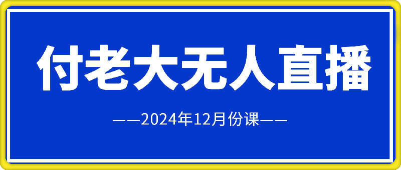 付老大无人直播：2024年12月份课-91学习网