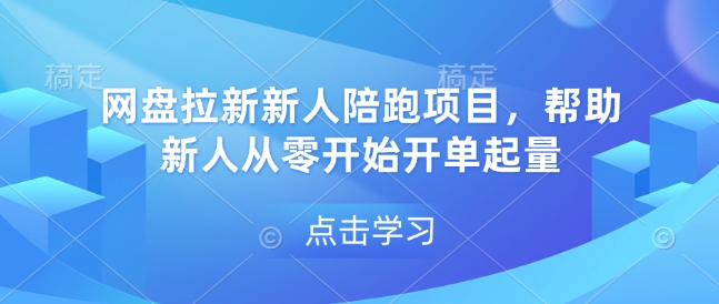 网盘拉新新人陪跑项目，帮助新人从零开始开单起量-91学习网