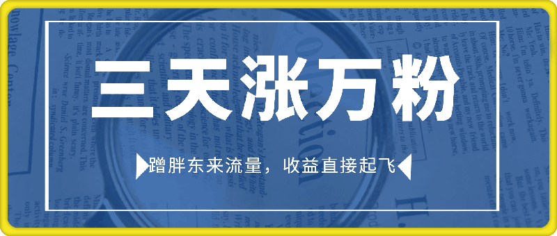 蹭胖东来流量，三天涨万粉，收益直接起飞-91学习网