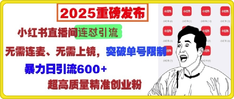 2025重磅发布：小红书直播间连怼引流，无需连麦、无需上镜，突破单号限制，暴力日引流600+-91学习网