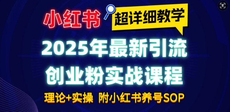 2025年最新小红书引流创业粉实战课程【超详细教学】小白轻松上手，月入1W+，附小红书养号SOP-91学习网